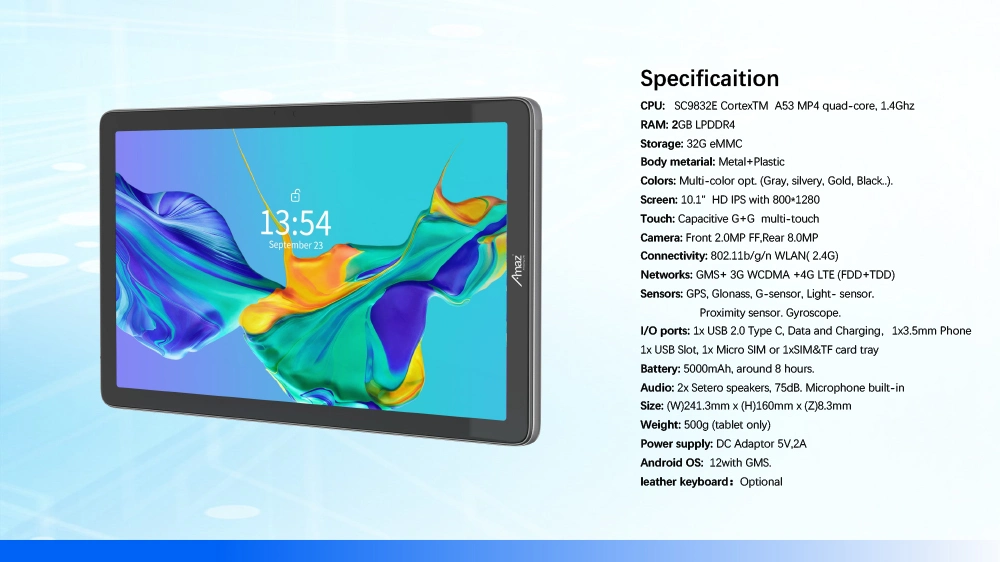 10.1" FHD 4G Tablets for Call T610 Octa-Core 2.0GHz 4+64G for Students