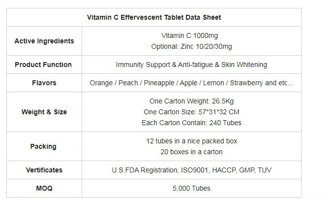 OEM GMP Dietary Supplement Vitamin C  Effervescent Tablet Best Price